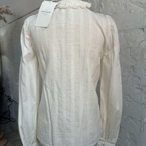 Sézane Chemise Marianella Scalloped White Victorian Blouse SIZE 4 - Picture 3 of 13